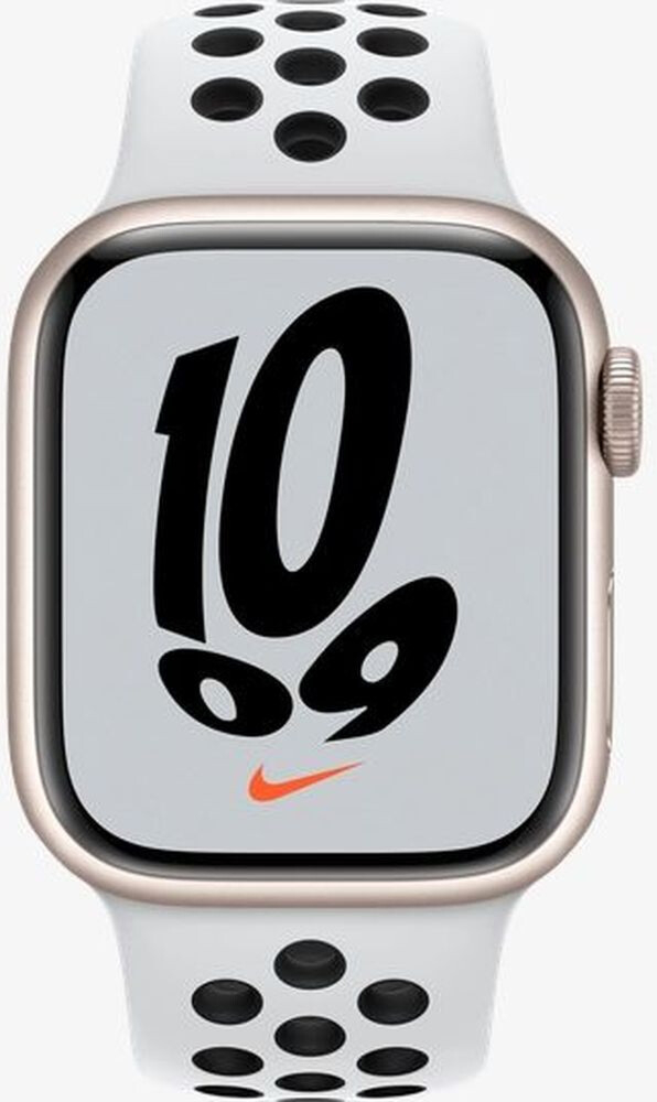 Apple Watch Nike Series 7 GPS 41mm Starlight Aluminium Case Pure Platinum/Black Nike Sport (MKN33) 
